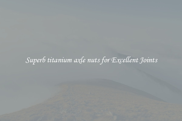 Superb titanium axle nuts for Excellent Joints
